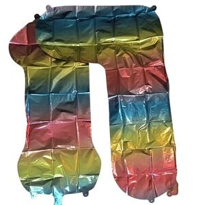 Numbers 1 & 7  Large Balloons Ombre Rainbow & Solid Silver Birthday Decor 2 Pack